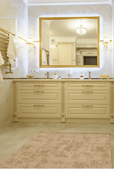 Altın Varak Detaylı Klasik Banyo Dolabı Takımı